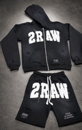 Short Set  Black/White Distressed