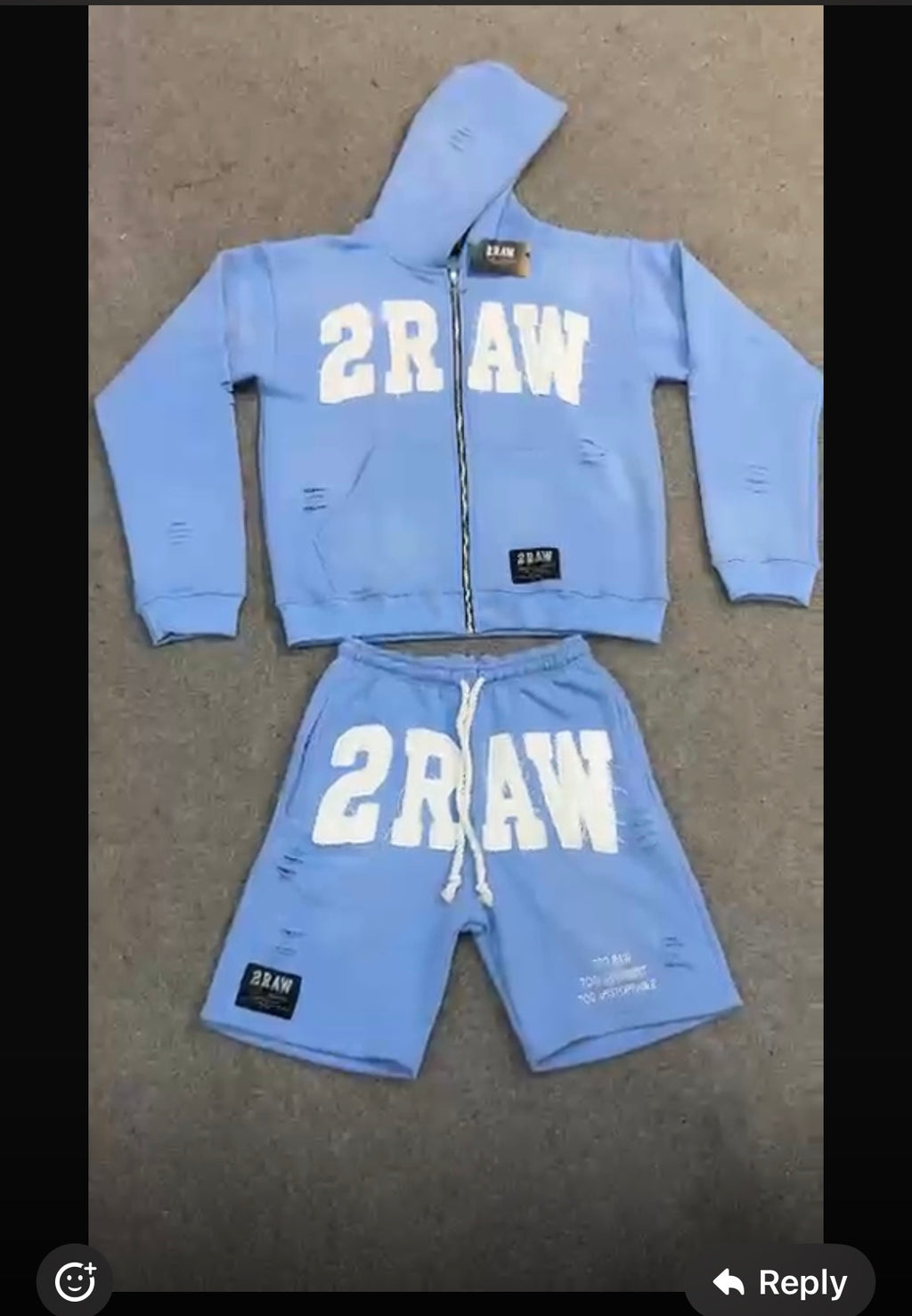 Baby Blue Distressed Short Set