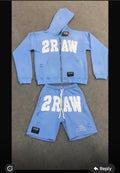 Baby Blue Distressed Short Set